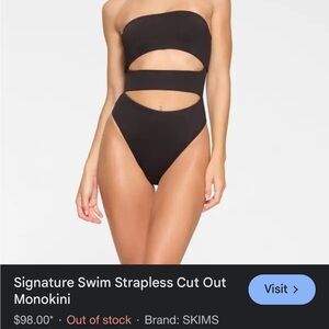 SKIMS Black One Piece Cut Out Swimsuit